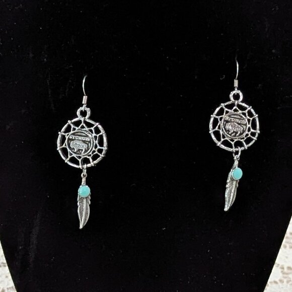 Sturgis Turquoise Windcatcher Earrings - Picture 1 of 3